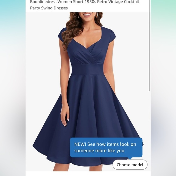Bbonline Dresses & Skirts - Women's Navy Blue retro Cocktail swing Dress